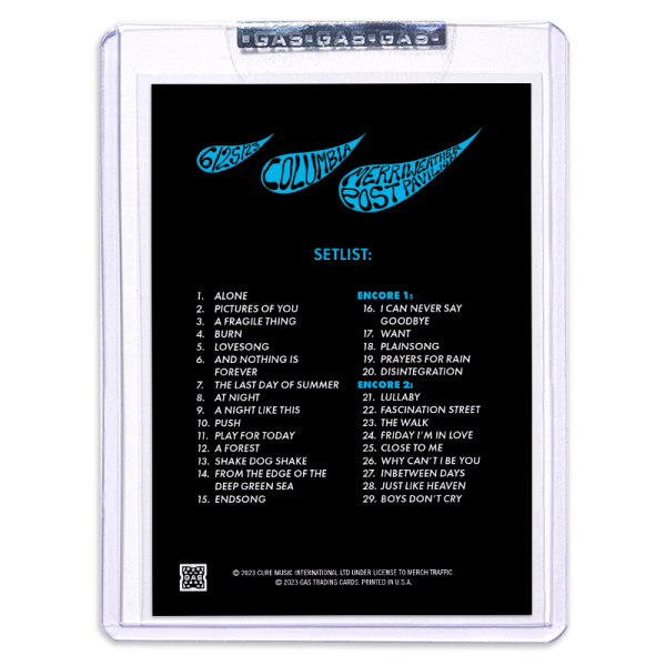 GAS The Cure June 25, 2023, Columbia, MD Trading Card Illustrated by Evangeline Gallagher