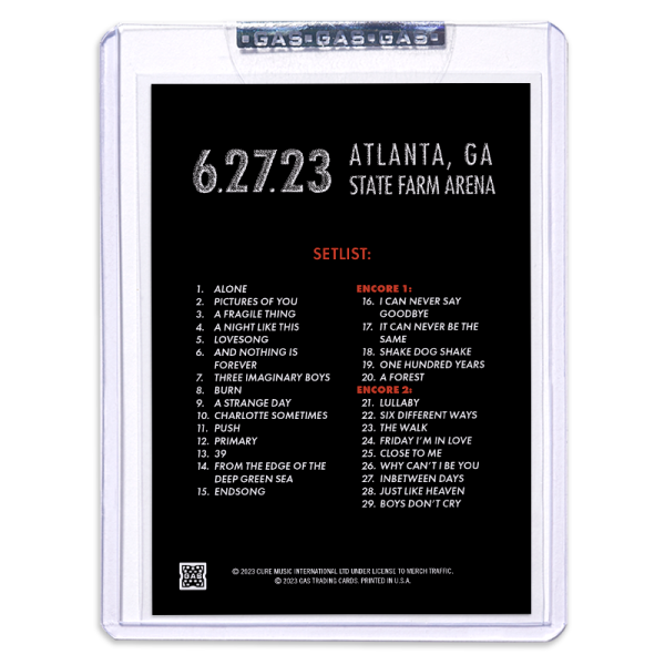 GAS The Cure June 27, 2023, Atlanta, GA Trading Card Illustrated by Christopher Everhart