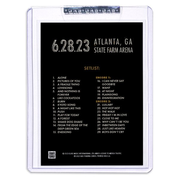 GAS The Cure June 28, 2023, Atlanta, GA Trading Card Illustrated by Christopher Everhart