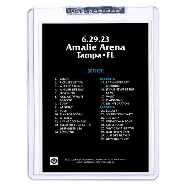 GAS The Cure June 29, 2023, Tampa, FL 2nd Edition Trading Card Illustrated by Rob Jones