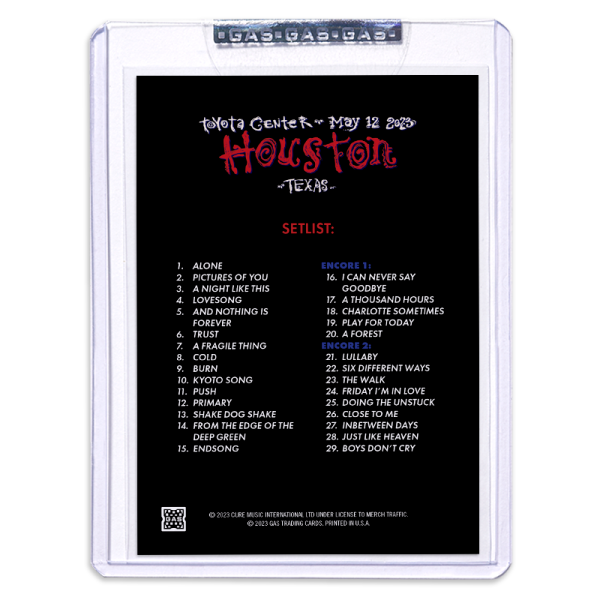 GAS The Cure May 12, 2023, Houston, TX Trading Card by Ben Brown