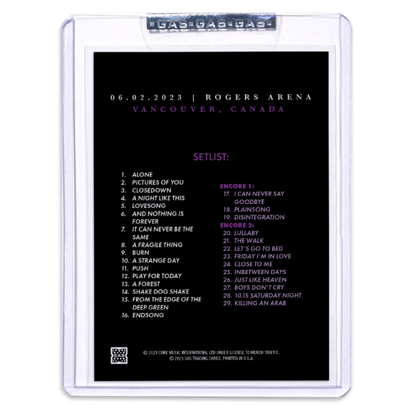 GAS The Cure June 2, 2023, Vancouver, BC, Canada 2nd Edition Trading Card Illustrated by Simon Marchner