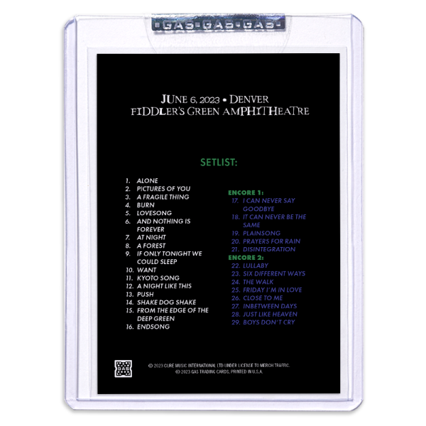 GAS The Cure June 6, 2023, Denver, CO Trading Card Illustrated by Sebastian Robles