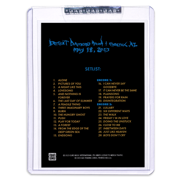 GAS The Cure May 18, 2023, Phoenix, AZ 2nd Edition Trading Card by GIGART