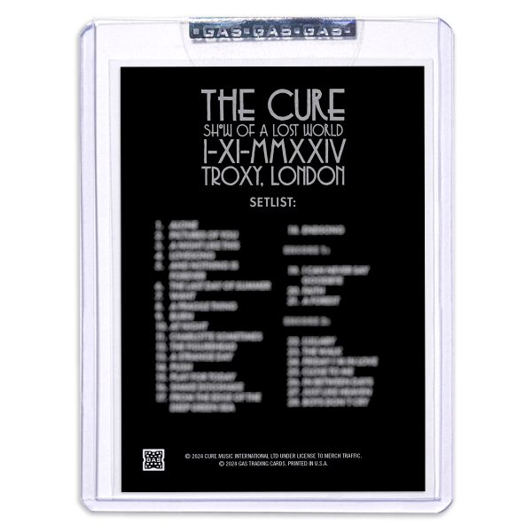 GAS The Cure November 1 2024 Troxy London Trading Card Illustrated by Daniel Danger