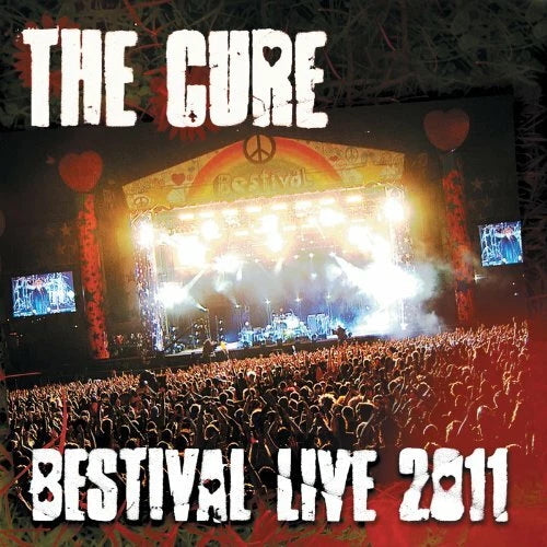 Concert poster for The Cure at Bestival Live 2011 with stage and crowd.