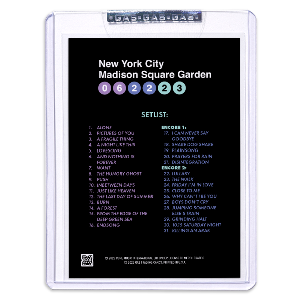 GAS The Cure June 22, 2023, New York, NY 2nd Edition Trading Card Illustrated by Matthew Lineham