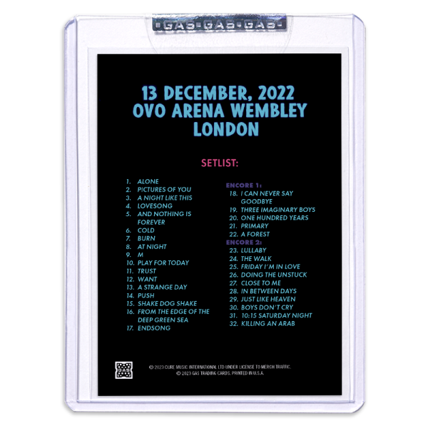 GAS The Cure December 13, 2022, London, England Trading Card by Tom Walker