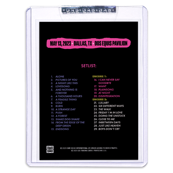 GAS The Cure May 13, 2023, Dallas, TX Trading Card by Nate Duval