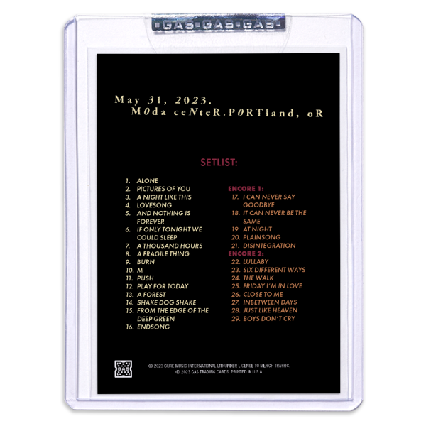 GAS The Cure May 31, 2023, Portland, OR Trading Card Illustrated by Max Lffler