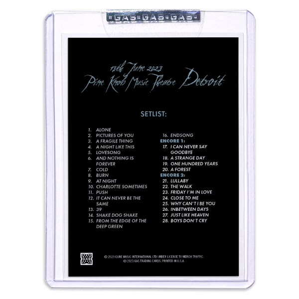 GAS The Cure June 13, 2023, Detroit, MI 2nd Edition Trading Card Illustrated by Rhys Cooper