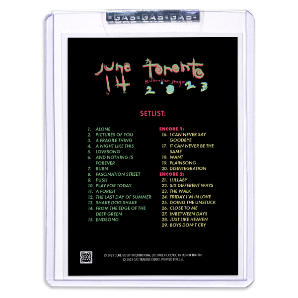 GAS The Cure June 14, 2023, Toronto, ON Canada Trading Card Illustrated by Matt Tobin