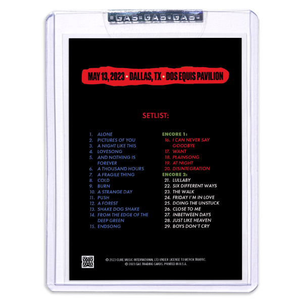 GAS The Cure May 13, 2023, Dallas, TX 2nd Edition Trading Card by Nate Duval